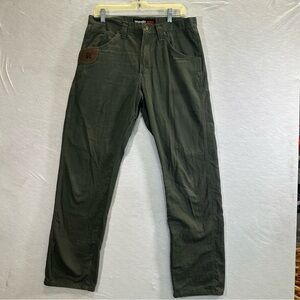 Wrangler Riggs Workwear Mens Pants 32x32 Carpenter Green Khaki Straight Cotton